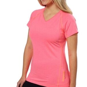 Women's Pink V-Neck Performance Short-Sleeve Top